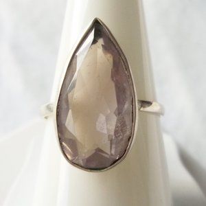 A pastel pink topaz gemstone, engagement ring, 925 silver, size 9, solitaire